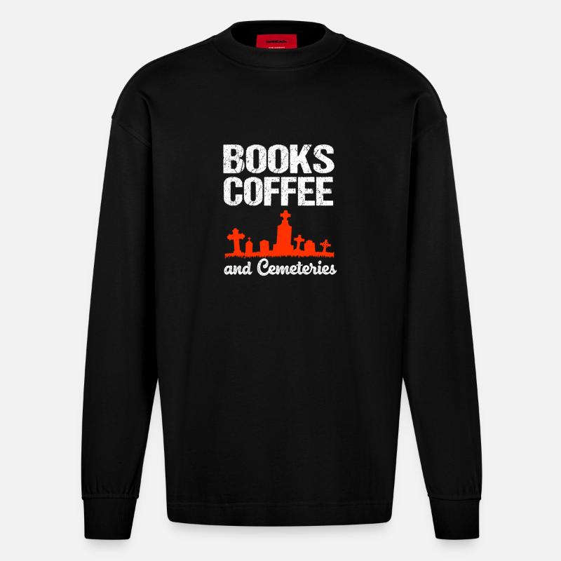 Bestattung Kaffee - Heavyweight Oversized Organic Langarmshirt Made in EU - SOLID BLACK
