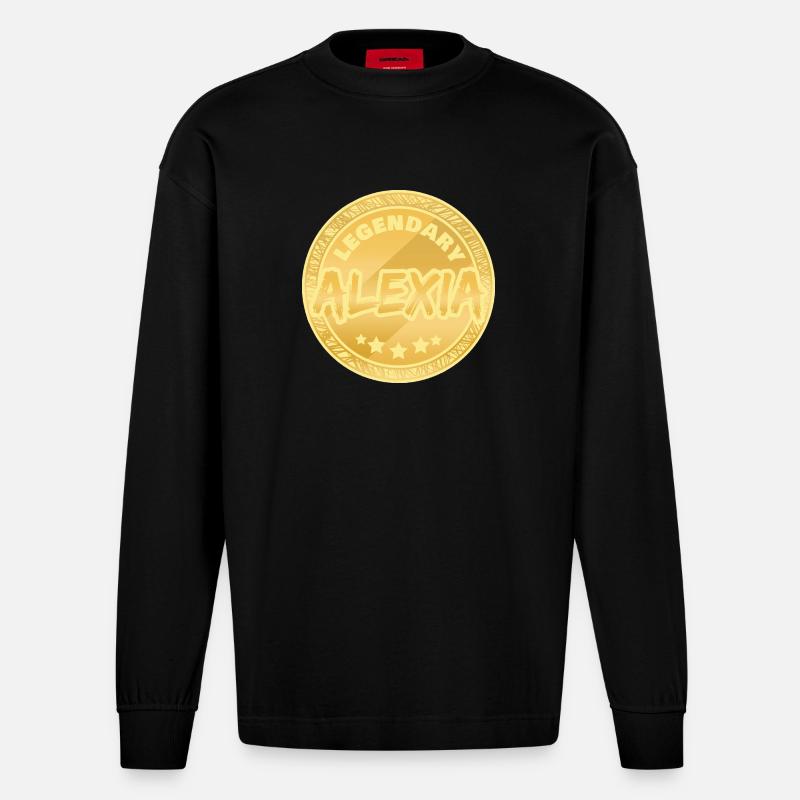 Alexia als Geschenkidee - Heavyweight Oversized Organic Langarmshirt Made in EU - SOLID BLACK