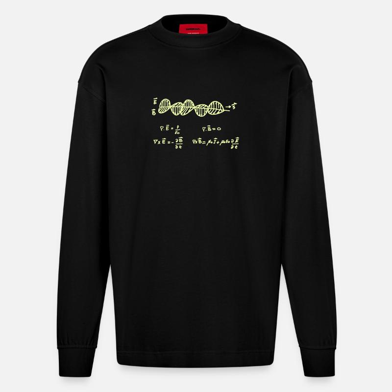 Les équations de Maxwell - Manches longues bio épais oversize fabriqué en UE - SOLID BLACK