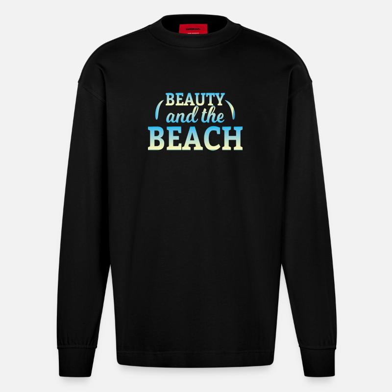 Beauté et plage - Manches longues bio épais oversize fabriqué en UE - SOLID BLACK