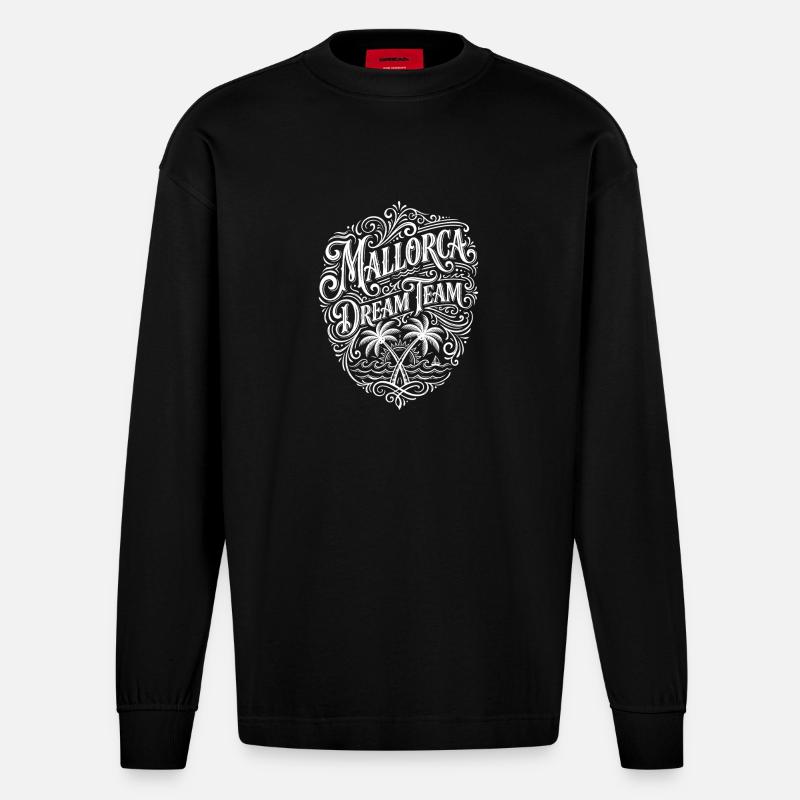 Mallorca Dream Team - Heavyweight Oversized Organic Langarmshirt Made in EU - SOLID BLACK