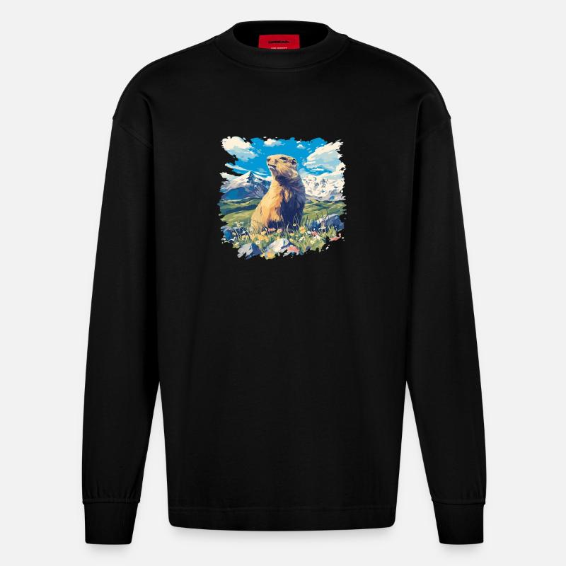 Marmottes Marmotte - Manches longues bio épais oversize fabriqué en UE - SOLID BLACK