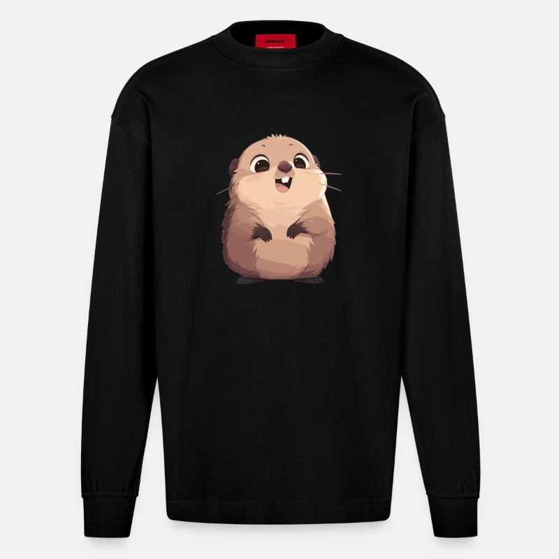 Murmeltiere Murmeltier - Heavyweight Oversized Organic Langarmshirt Made in EU - SOLID BLACK