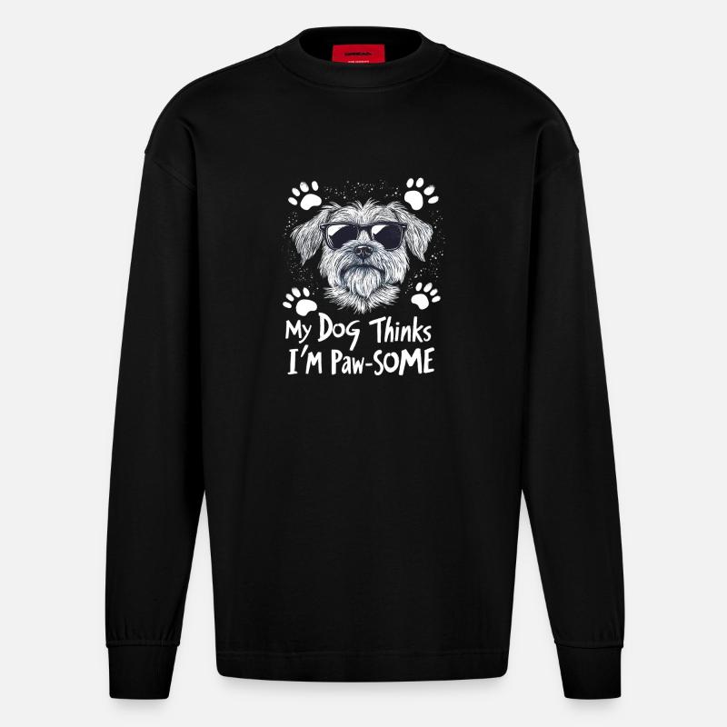 Propriétaire de chien Pawsome - Manches longues bio épais oversize fabriqué en UE - SOLID BLACK