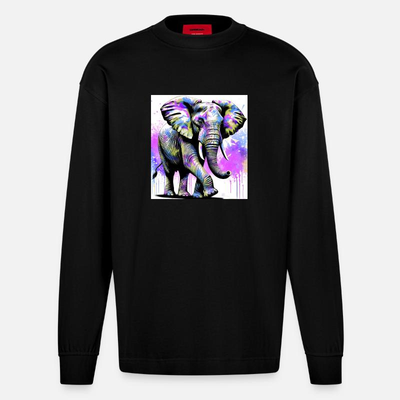 Elefant - Heavyweight Oversized Organic Langarmshirt Made in EU - SOLID BLACK
