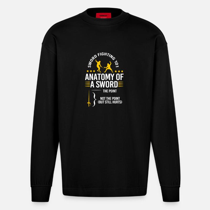 Fechten - Heavyweight Oversized Organic Langarmshirt Made in EU - SOLID BLACK