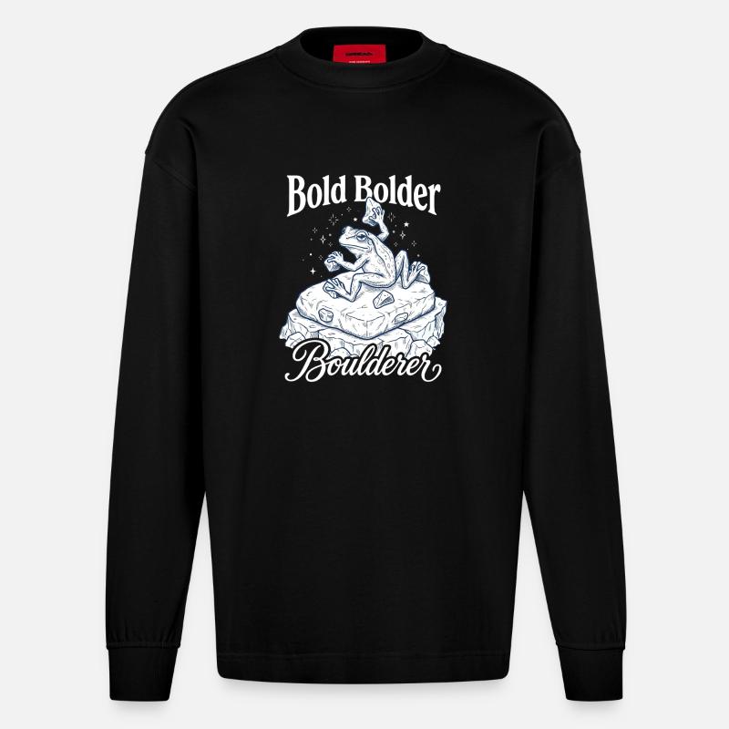 Bouldering Bold Bolder Boulderer - Manches longues bio épais oversize fabriqué en UE - SOLID BLACK