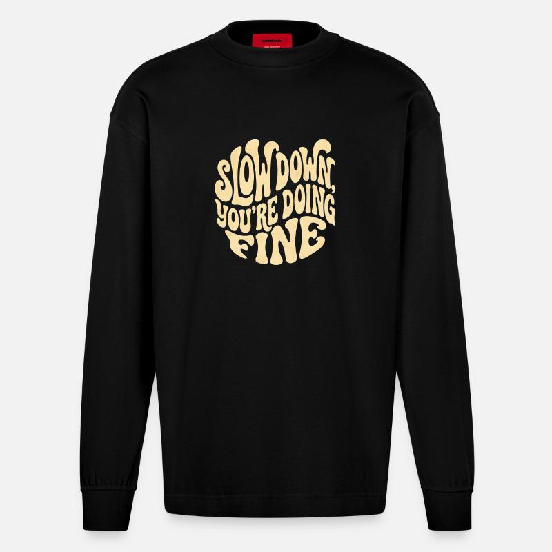 Se détendre - Manches longues bio épais oversize fabriqué en UE - SOLID BLACK