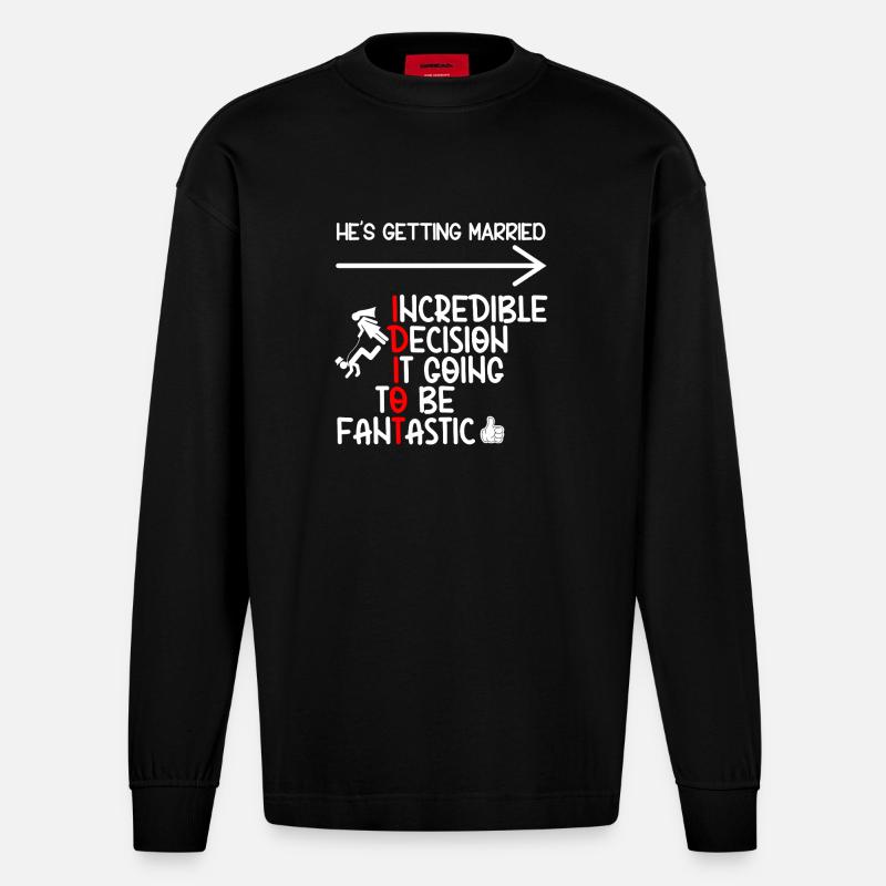 Witziger Bachelor-IDIOT - Heavyweight Oversized Organic Langarmshirt Made in EU - SOLID BLACK
