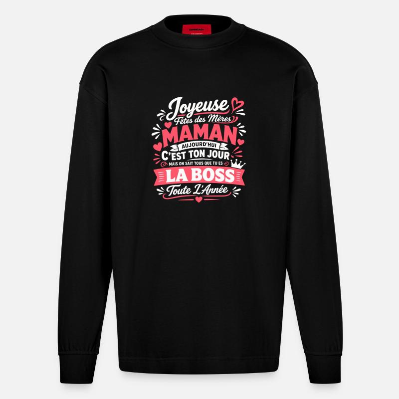 Maman  - Manches longues bio épais oversize fabriqué en UE - SOLID BLACK