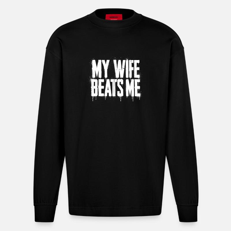 Texte grunge avec des éclaboussures - Manches longues bio épais oversize fabriqué en UE - SOLID BLACK