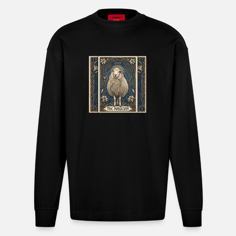 Mouton, le Magicien - Manches longues bio épais oversize fabriqué en UE - SOLID BLACK