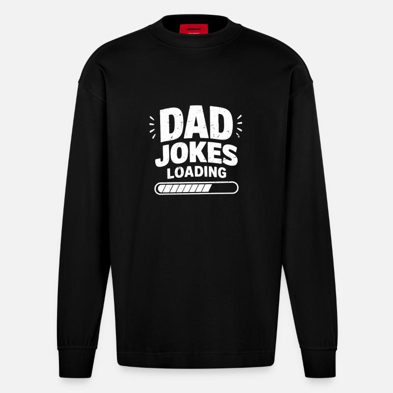 dad jokes loading - Heavyweight Oversized Organic Langarmshirt Made in EU - SOLID BLACK