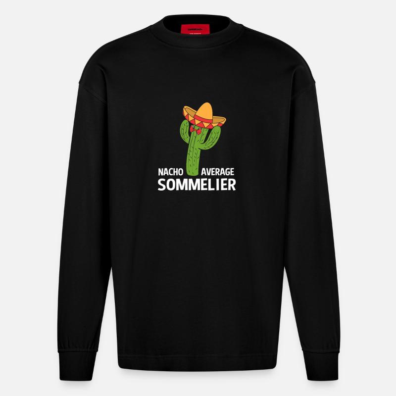 Sommelier du vin - Manches longues bio épais oversize fabriqué en UE - SOLID BLACK