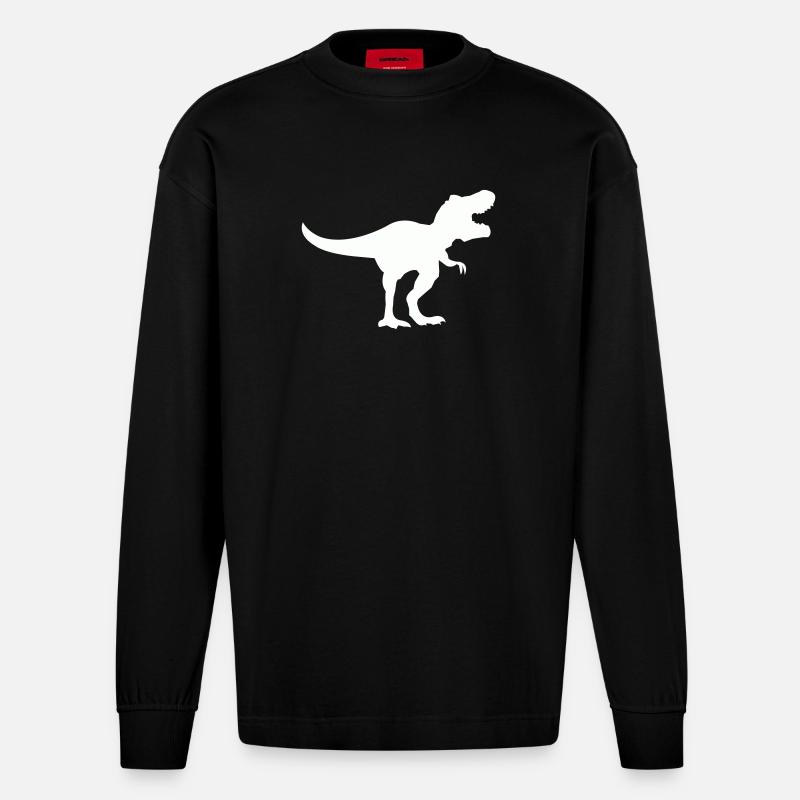 dinosaurier_trex - Manches longues bio épais oversize fabriqué en UE - SOLID BLACK