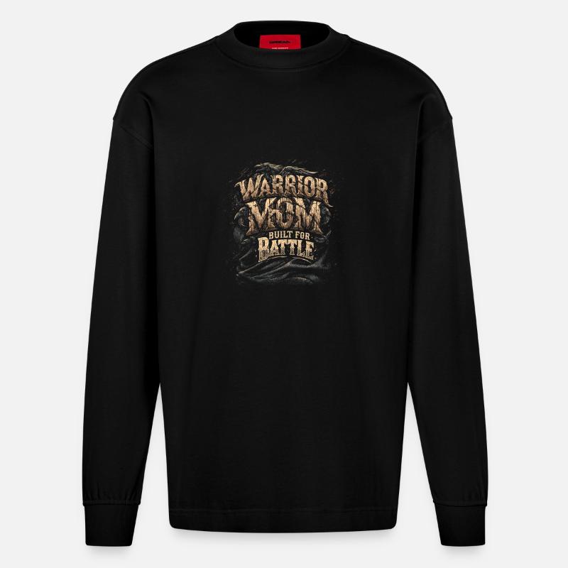Maman guerrière - Manches longues bio épais oversize fabriqué en UE - SOLID BLACK