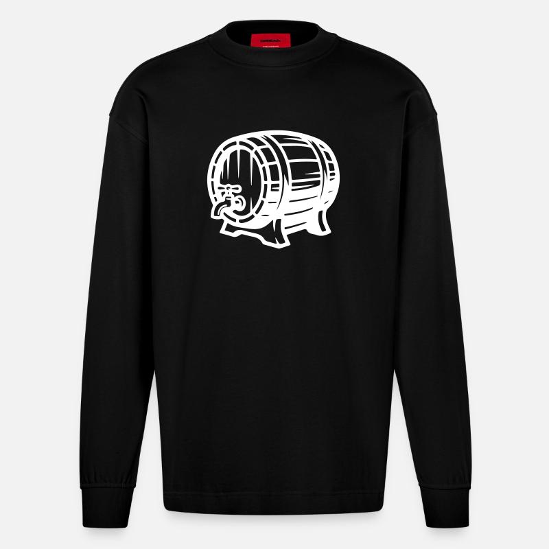 Bierfass Symbol Bier - Heavyweight Oversized Organic Langarmshirt Made in EU - SOLID BLACK