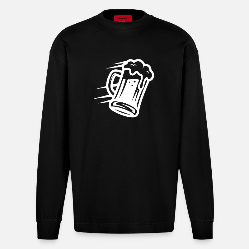 Bier Bierglas Symbol - Heavyweight Oversized Organic Langarmshirt Made in EU - SOLID BLACK