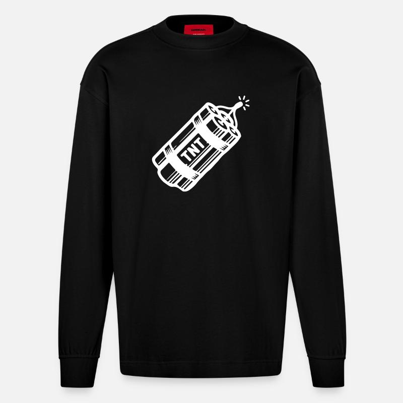 Dynamite Tnt - Manches longues bio épais oversize fabriqué en UE - SOLID BLACK