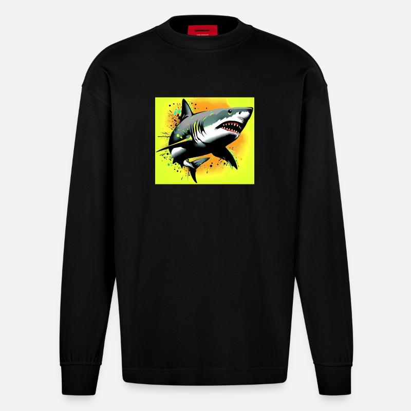 Requin - Manches longues bio épais oversize fabriqué en UE - SOLID BLACK