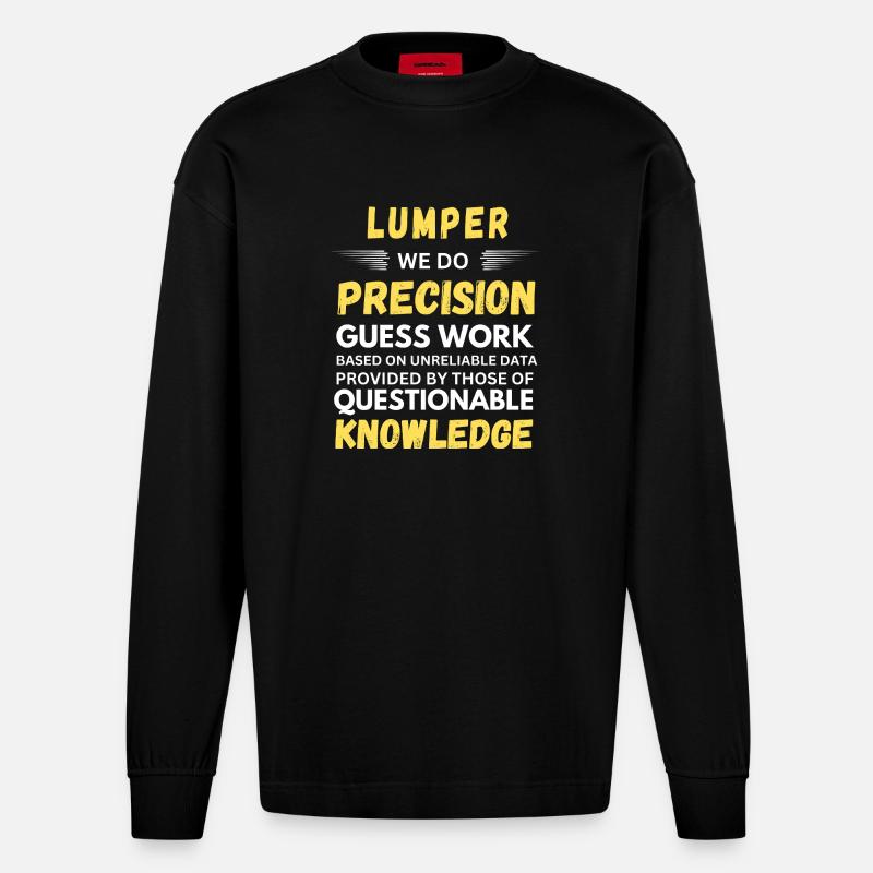 Lumper Précision Devine Entrepôt Drôle - Manches longues bio épais oversize fabriqué en UE - SOLID BLACK