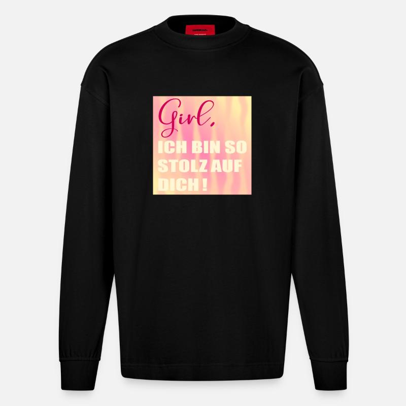 Stolz auf Dich Mädchen - Heavyweight Oversized Organic Langarmshirt Made in EU - SOLID BLACK