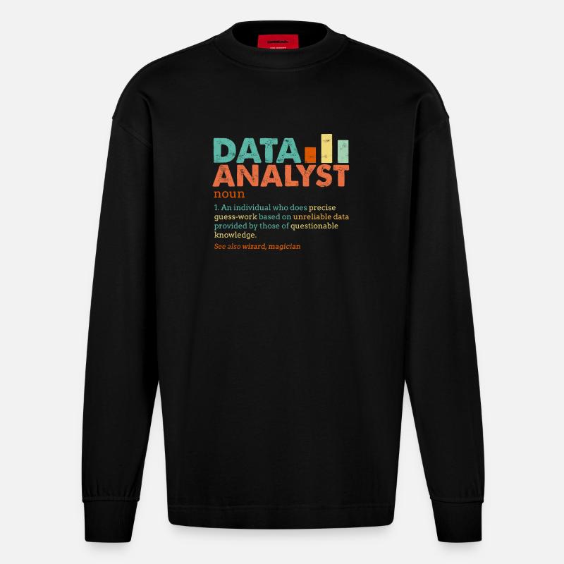 Data Analyst Retro Farbblöcke - Heavyweight Oversized Organic Langarmshirt Made in EU - SOLID BLACK