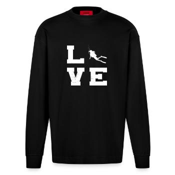 Scuba Diving Geschenkidee für Unterwasserabenteuer - Heavyweight Oversized Organic Langarmshirt Made in EU - SOLID BLACK - Vorne