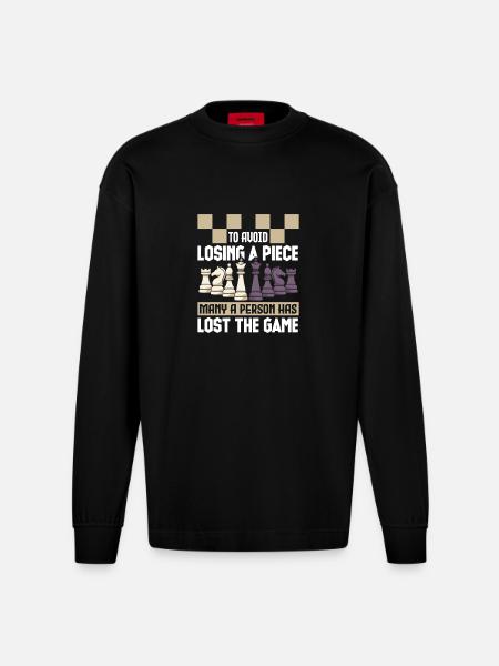 Chess Chess Player Chessboard - Heavyweight Oversized Organic Longsleeve Shirt Made in EU - SOLID BLACK