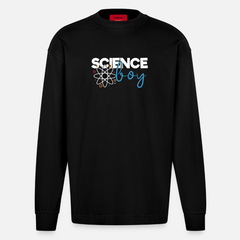 Garçon de science - Manches longues bio épais oversize fabriqué en UE - SOLID BLACK
