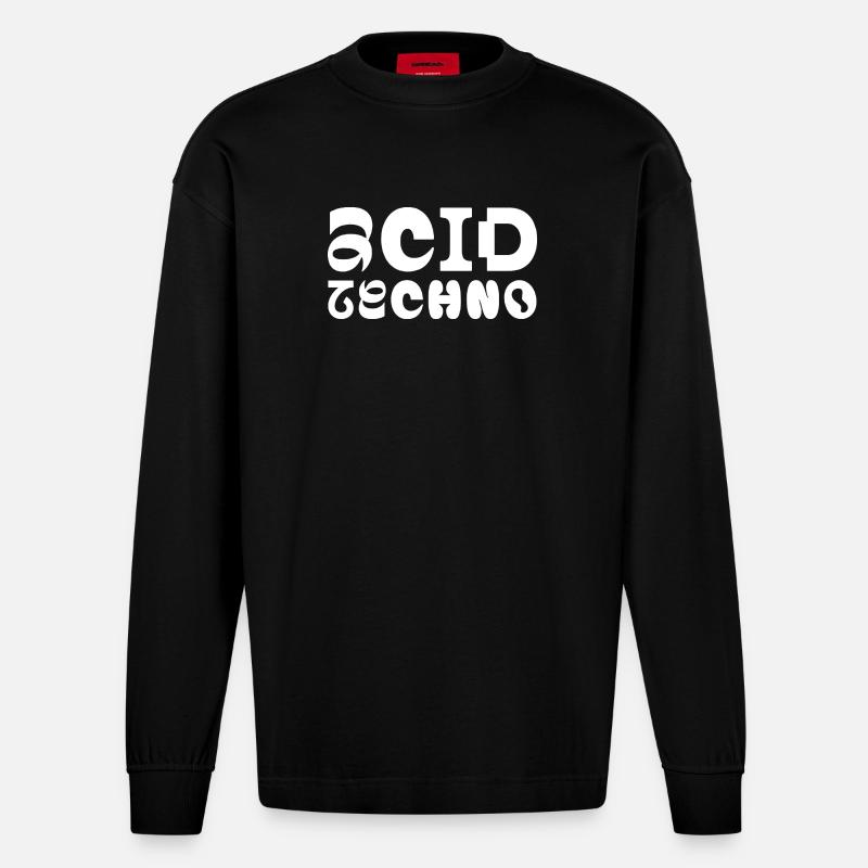 Typographie Acid Techno Pulse - Manches longues bio épais oversize fabriqué en UE - SOLID BLACK