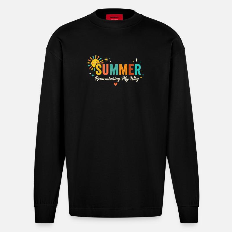 Summer Sun Remembering My Why - Heavyweight Oversized Organic Longsleeve Shirt Made in EU - SOLID BLACK