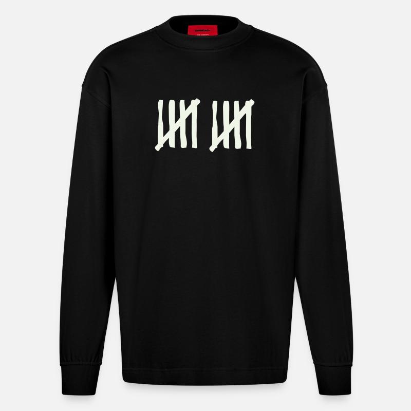 stripes_10 - Manches longues bio épais oversize fabriqué en UE - SOLID BLACK