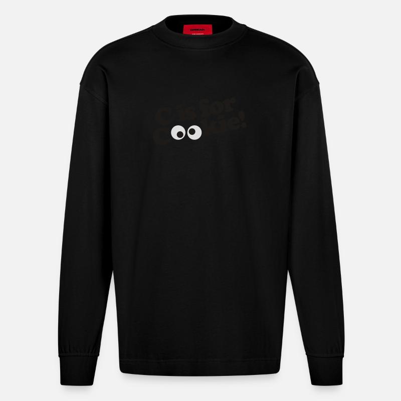 C est pour le biscuit - Manches longues bio épais oversize fabriqué en UE - SOLID BLACK