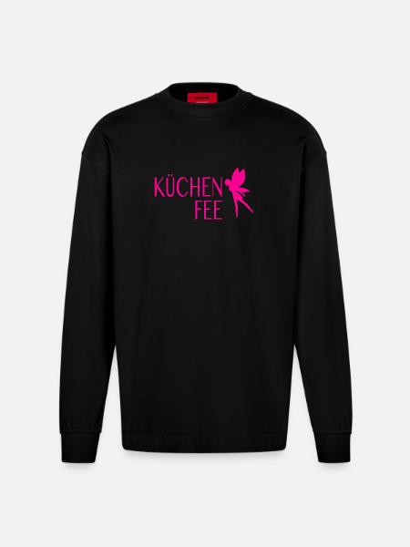 Köchin Küchenfee - Heavyweight Oversized Organic Langarmshirt Made in EU - SOLID BLACK