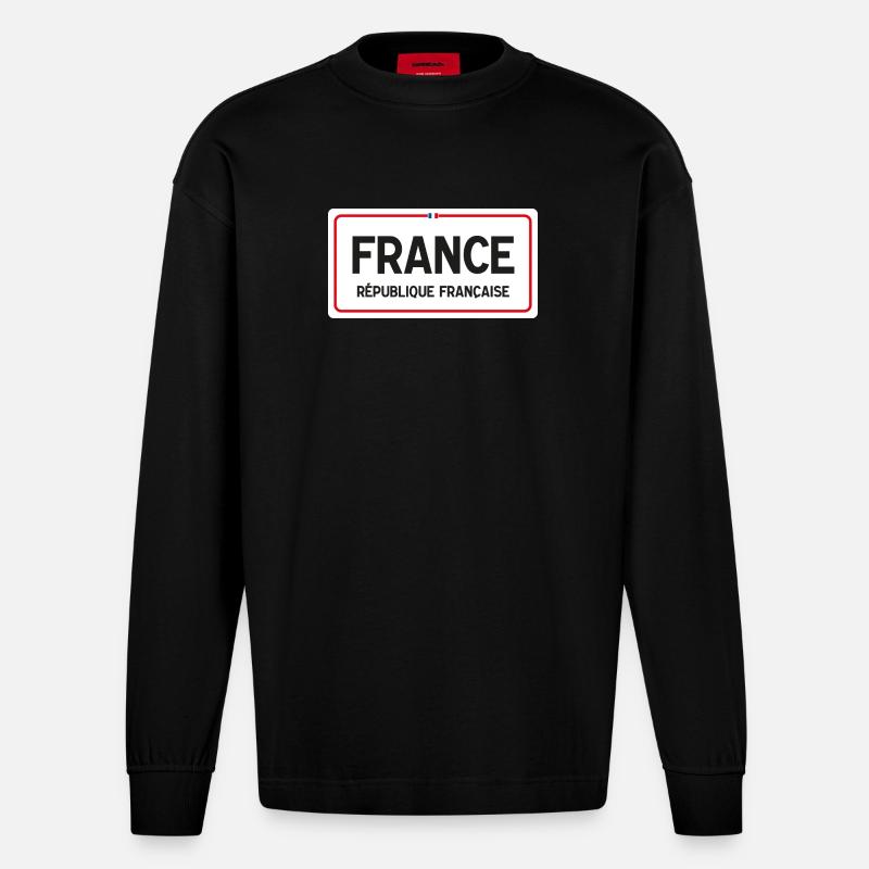 Conseil d’administration de la France - Manches longues bio épais oversize fabriqué en UE - SOLID BLACK