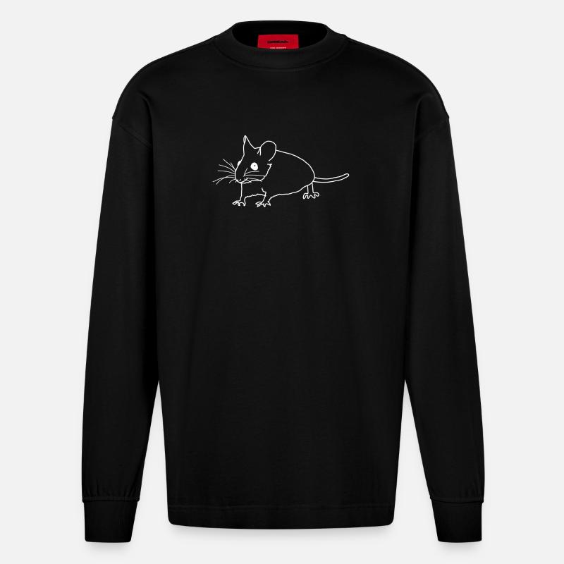 Lineart de souris - Manches longues bio épais oversize fabriqué en UE - SOLID BLACK