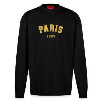15e arrondissement de PARIS - Manches longues bio épais oversize fabriqué en UE - SOLID BLACK - Devant