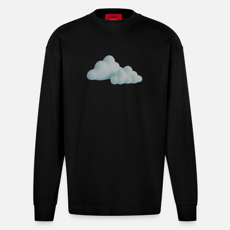 Wolkendesign Sonnenuntergangsfarben - Heavyweight Oversized Organic Langarmshirt Made in EU - SOLID BLACK