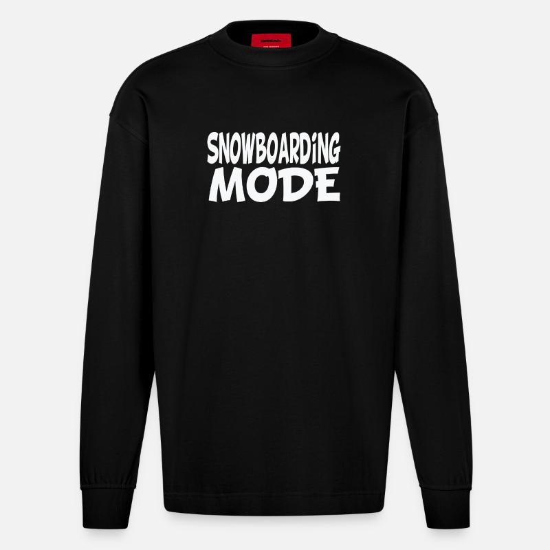 Snowboarding mode - Heavyweight Oversized Organic Langarmshirt Made in EU - SOLID BLACK