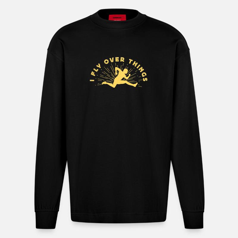 Athlètes d’athlétisme Je survole des objets - Manches longues bio épais oversize fabriqué en UE - SOLID BLACK
