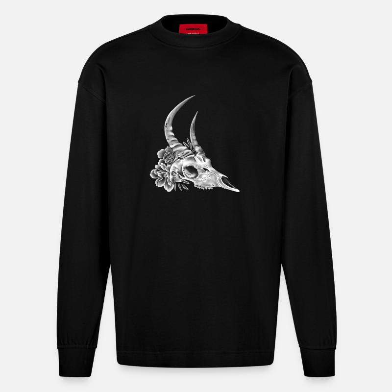 Bockschädel - Heavyweight Oversized Organic Langarmshirt Made in EU - SOLID BLACK
