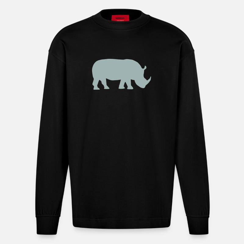 Nashorn - Heavyweight Oversized Organic Langarmshirt Made in EU - SOLID BLACK