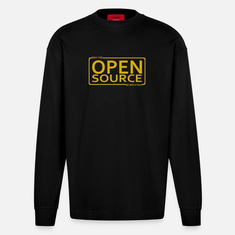 Que l’Open Source soit avec vous - Manches longues bio épais oversize fabriqué en UE - SOLID BLACK