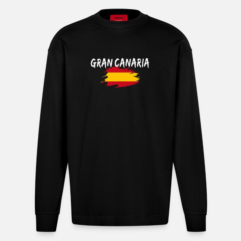Île de Gran Canaria, Espagne - Manches longues bio épais oversize fabriqué en UE - SOLID BLACK