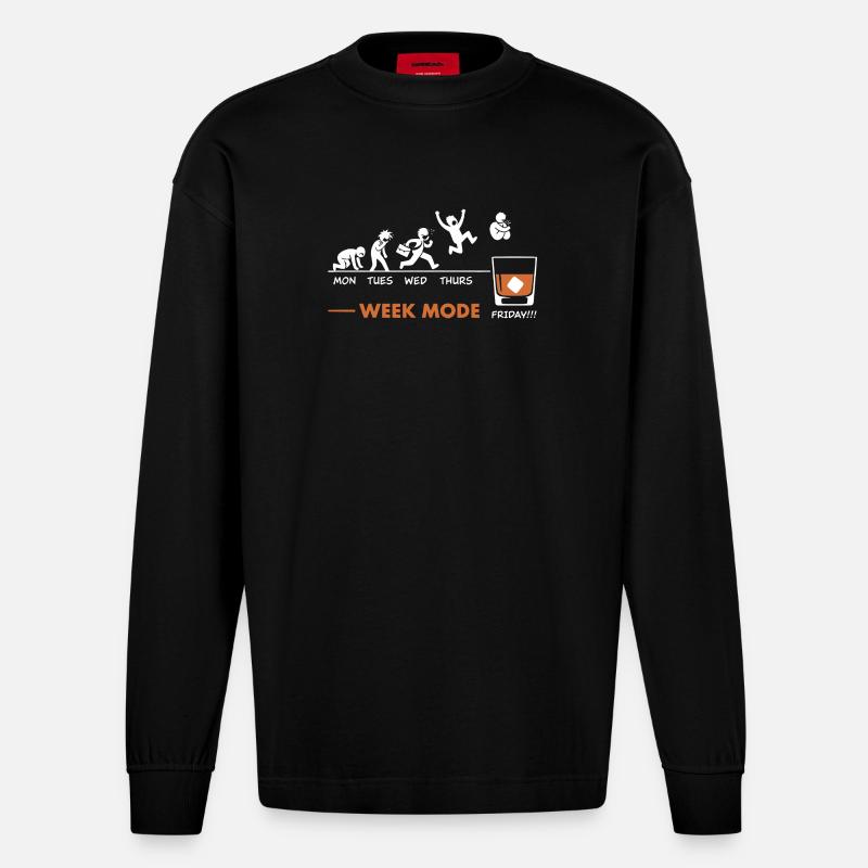 Vive le weekend-end – Humor Wisky - Heavyweight Oversized Organic Langarmshirt Made in EU - SOLID BLACK
