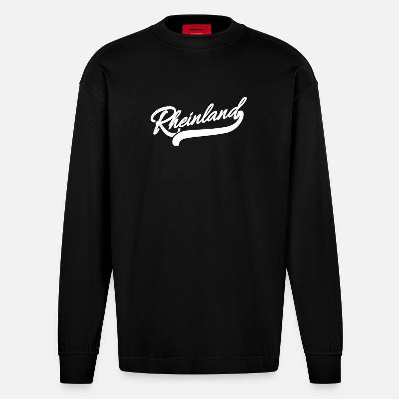 Rheinland Retro - Heavyweight Oversized Organic Langarmshirt Made in EU - SOLID BLACK