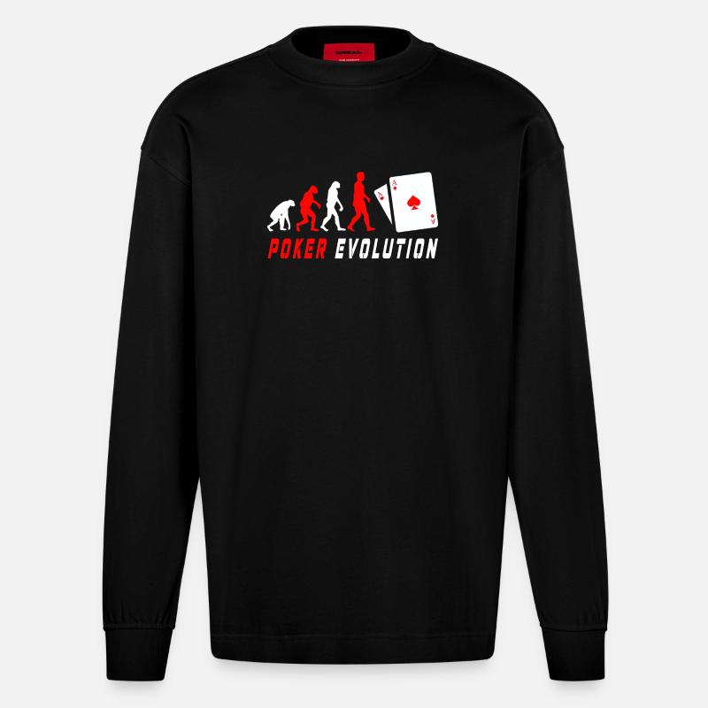 Poker Evolution - Heavyweight Oversized Organic Langarmshirt Made in EU - SOLID BLACK