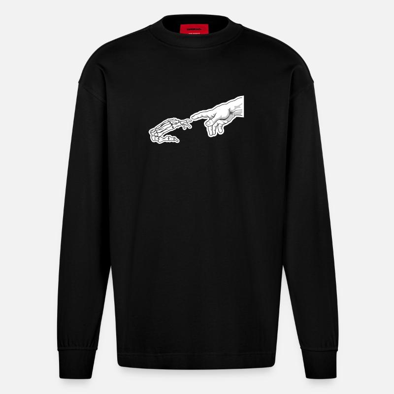 Leben und Knochenreichweite - Heavyweight Oversized Organic Langarmshirt Made in EU - SOLID BLACK