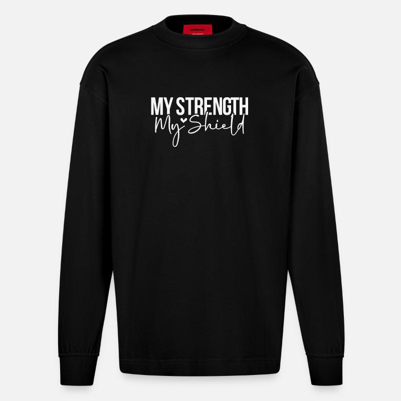 Ma force, mon bouclier - Manches longues bio épais oversize fabriqué en UE - SOLID BLACK